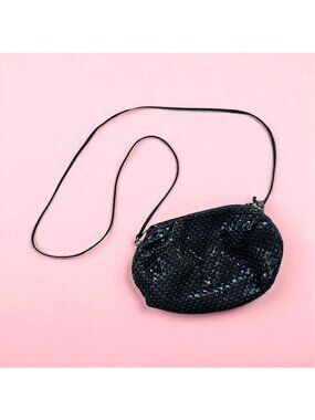 WHITING AND DAVIS Black Vintage Metal Cocktail Clutch Bag